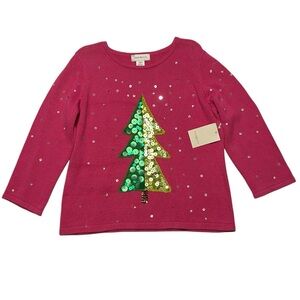 NEW 2005 Susan Bristol Pink Christmas Sweater Xmas Tree Sequins Women’s Size XL